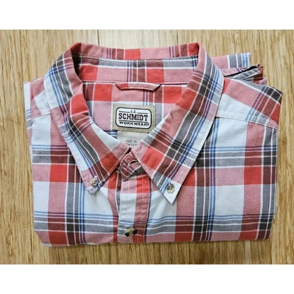 C.E. Schmidt Workwear© Collared Men's Short Sleeve Button Down Shirt XL Colorful - Picture 3 of 4